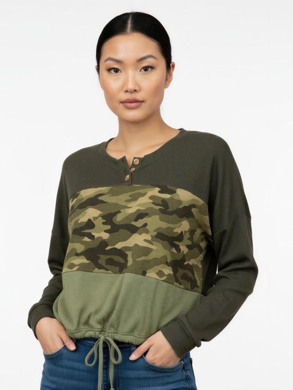 No Boundaries Long Sleeve Thermal Camo Top Size XXL